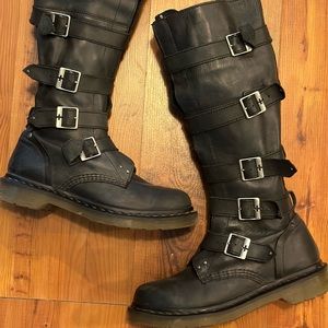 Dr. Martens Phina tall black buckle boots size 8
